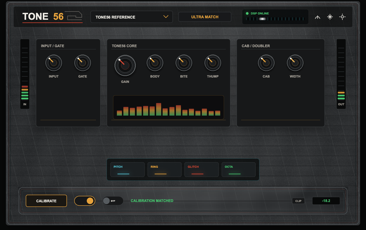 TONE56 high-gain guitar plugin interface